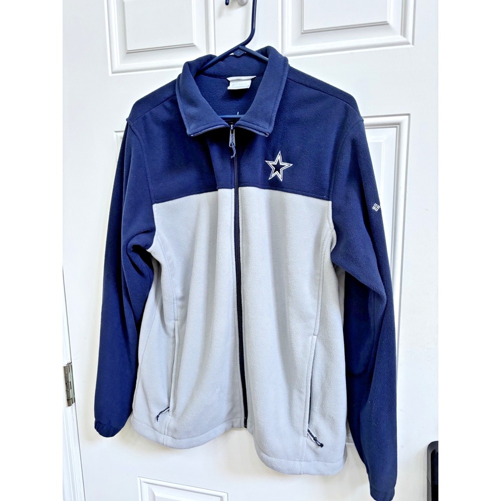 Columbia Dallas Cowboys Fleece Jacket Mens Large Navy Gray Full Zip Star Logo